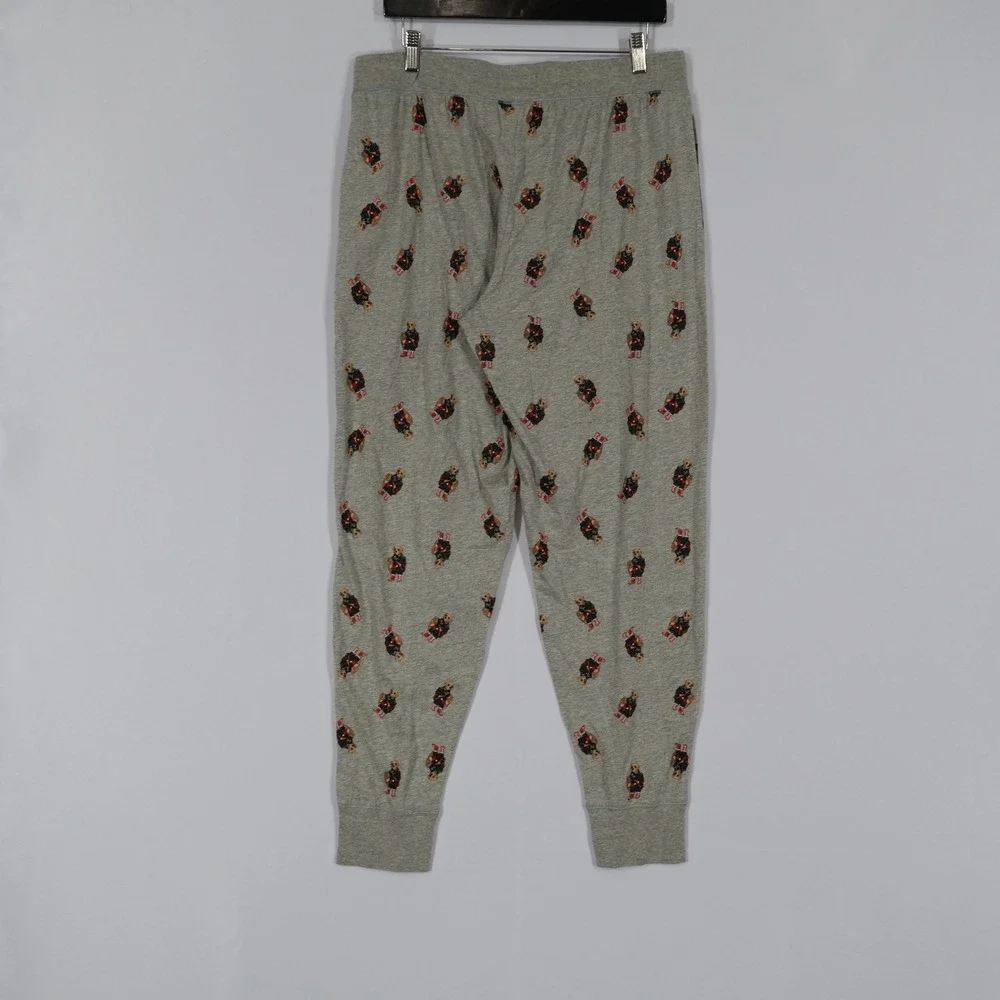 Polo Ralph Lauren Pajama Set Mens Large Blue Grey Polo Bear Winter $99 NWT